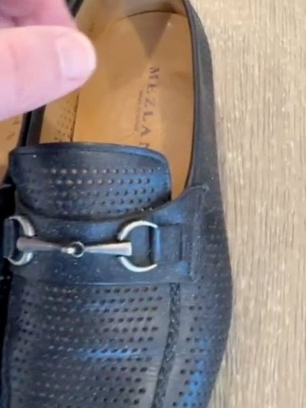 Mezlan Bit Loafer - Black Perforated Leather - 11 1/2 M